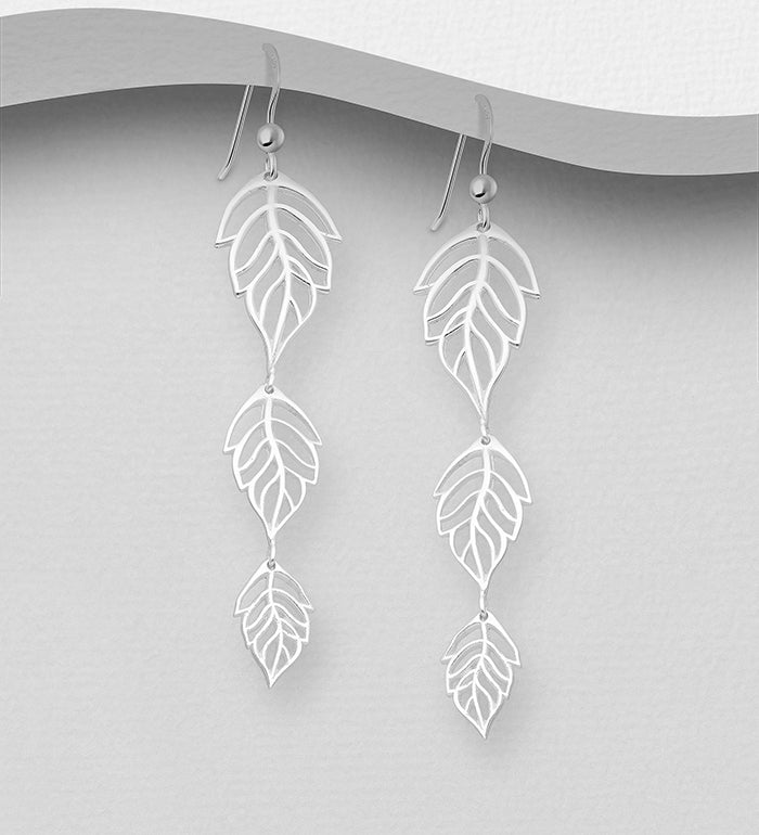 Sterling Silver Leaves Hook Earrings