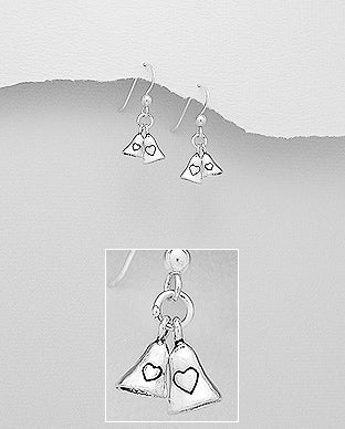 Sterling Silver Double Bell Dangle Earrings