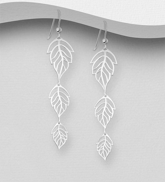 Sterling Silver Leaves Hook Earrings